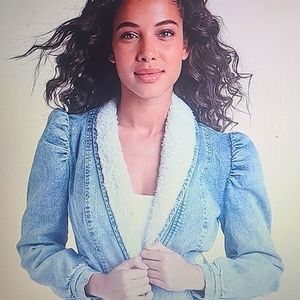 NWOT Fur Jean Denim Jacket